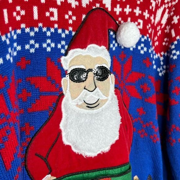 Ugly Cute Christmas Jolly Sweater Santa Sunglasses Shades Gift Box Pocket Medium - Picture 4 of 7